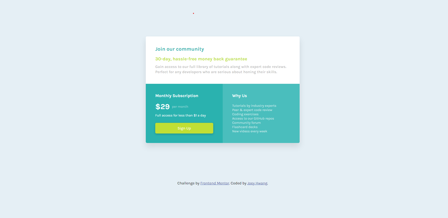 Single Price Grid Component